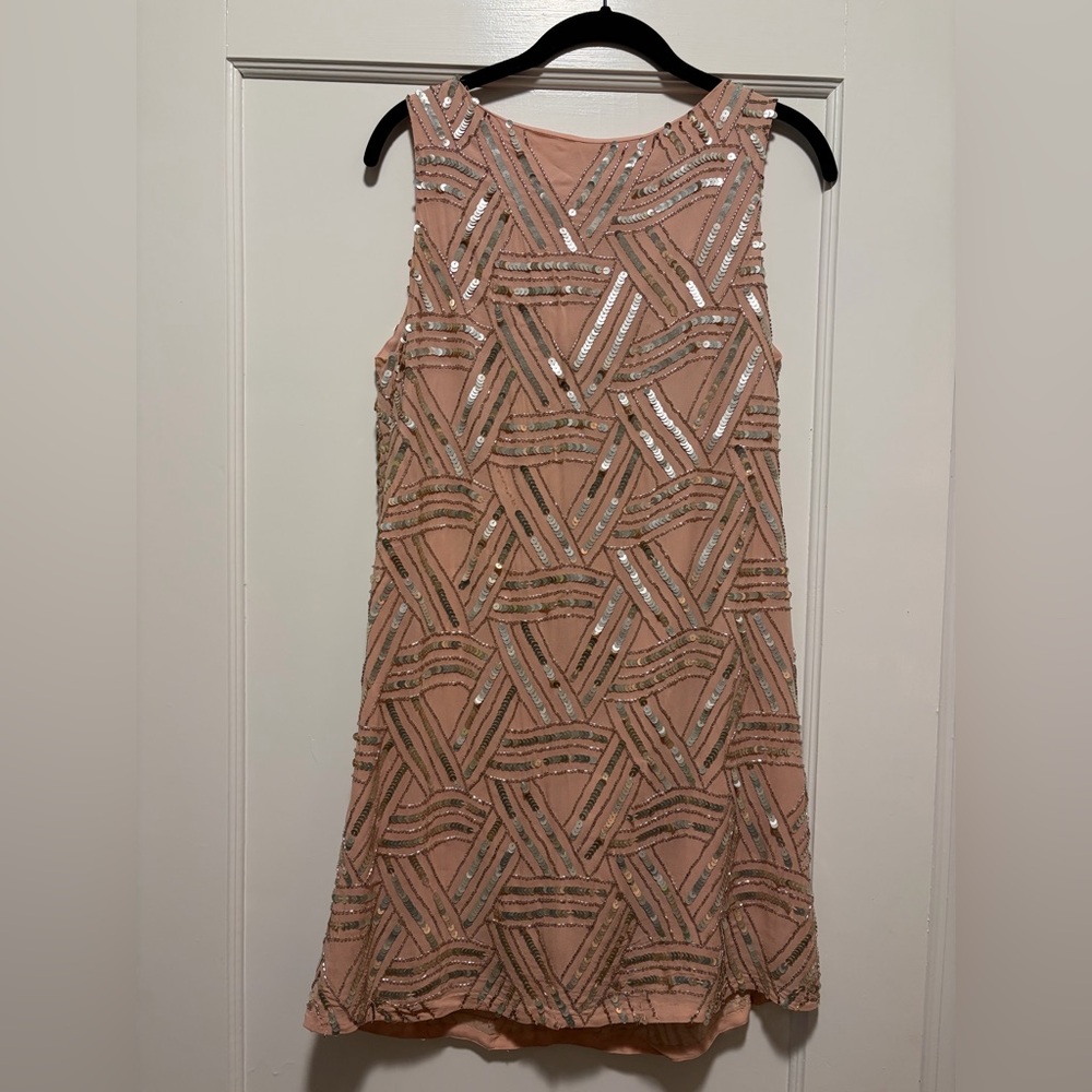 Alice + Olivia Blush Sequin Mini Dress